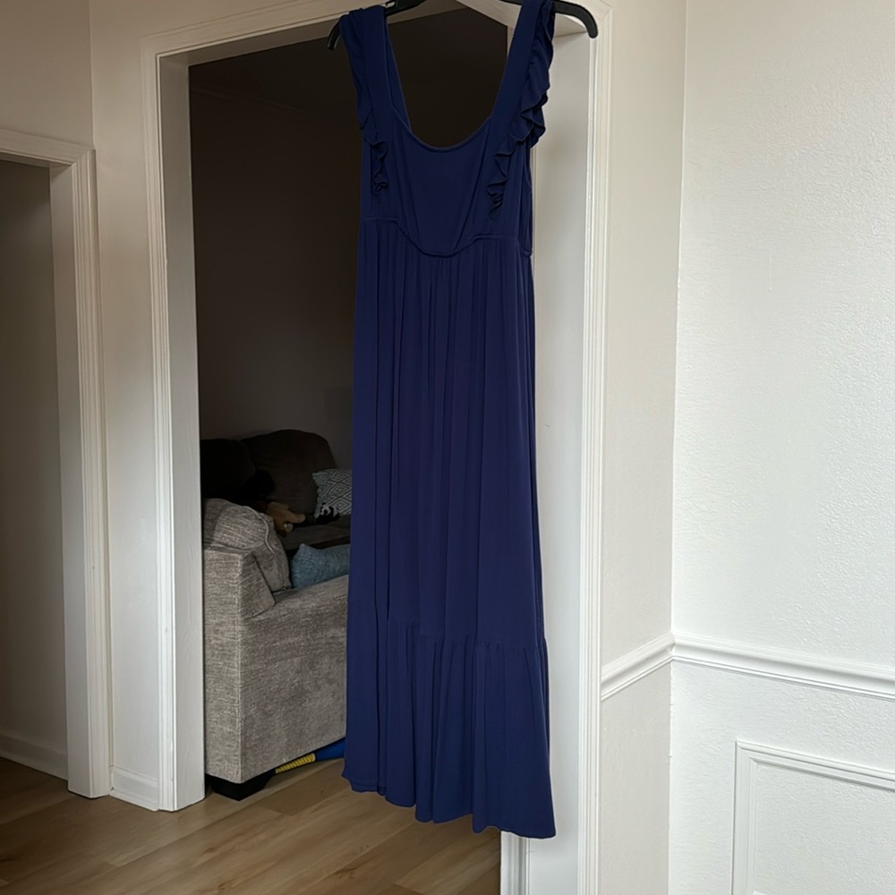 Navy maxi dress with open tie back